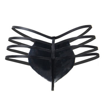 Men's Low Waist PU Leather G-string Briefs / Sexy Hollow Out Open Butt Zipper Thong Underwear - EVE's SECRETS